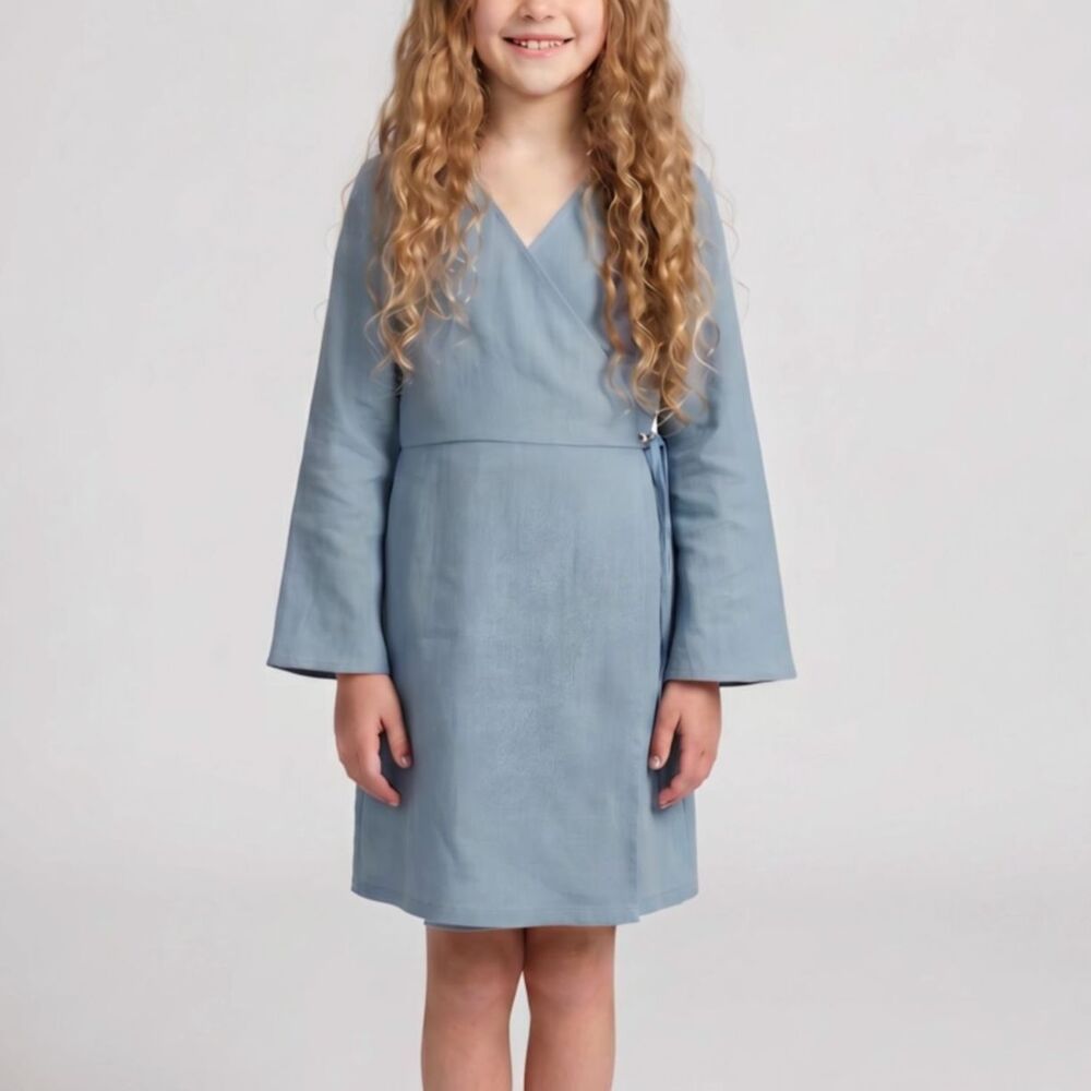 Medium Blue Spring Easter Day Long Sleeve Summer Dress by GB Girls Size Small